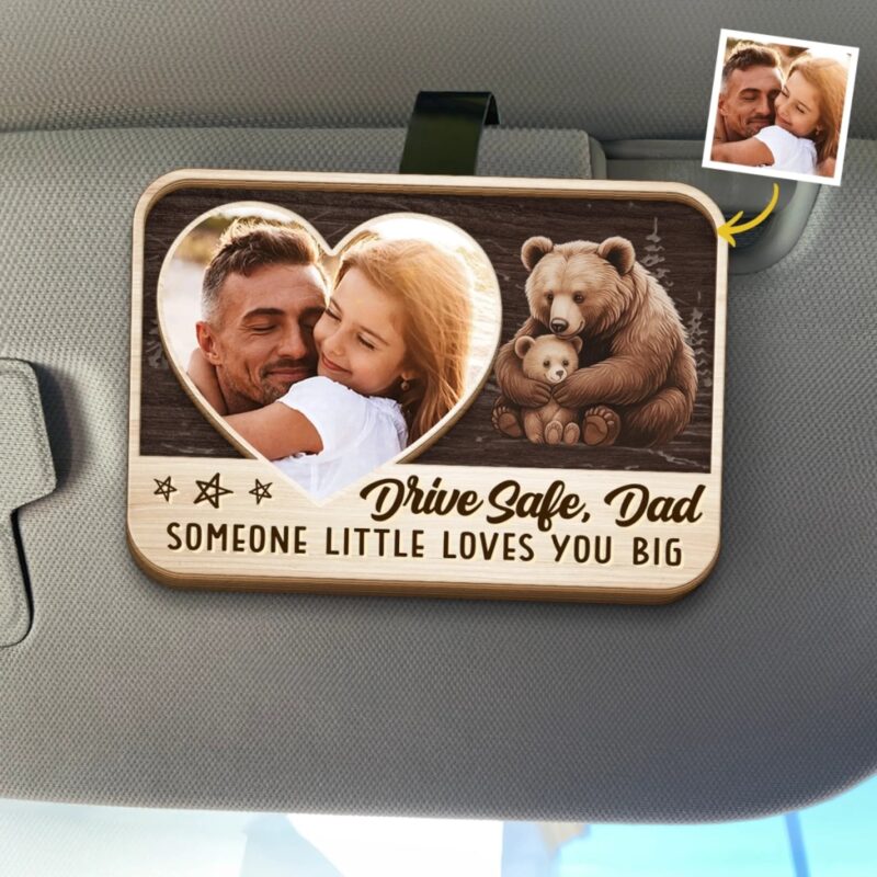 Custom Photo Someone Little Loves You Big	- Family Personalized Custom Car Visor Clip - Father's Day, Gift For Dad, Grandpa