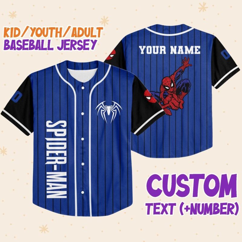 Custom Spiderman Baseball Jersey Personalized Name &amp Number