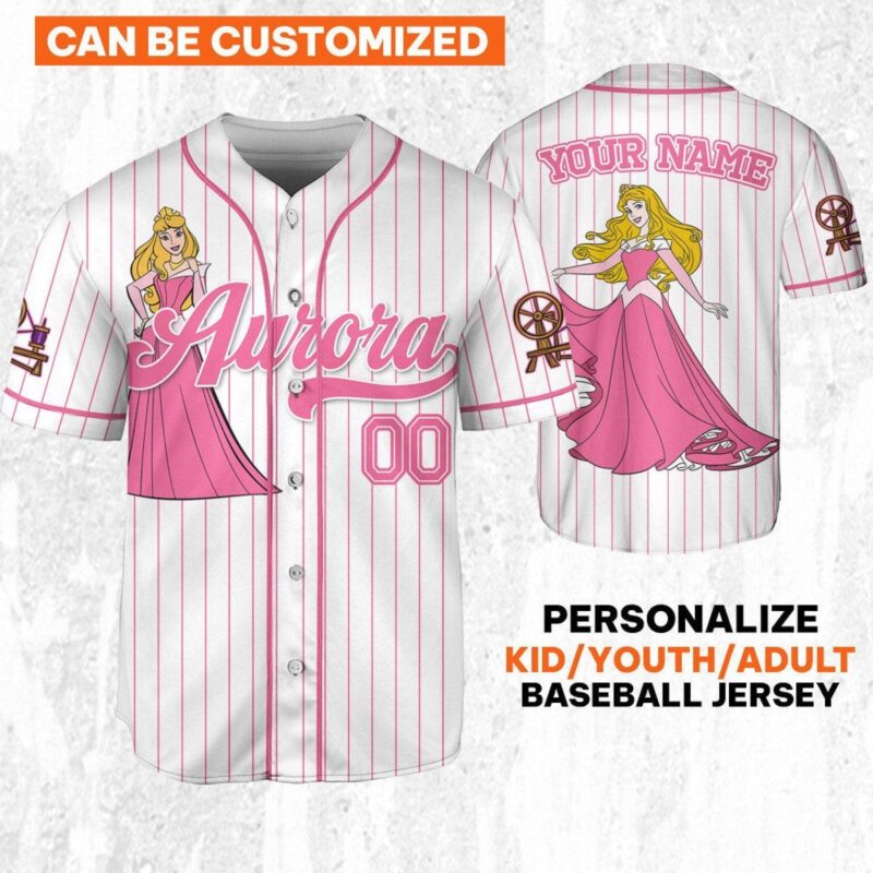 Custom Disney Princess Aurora Sleeping Beauty Baseball Jersey