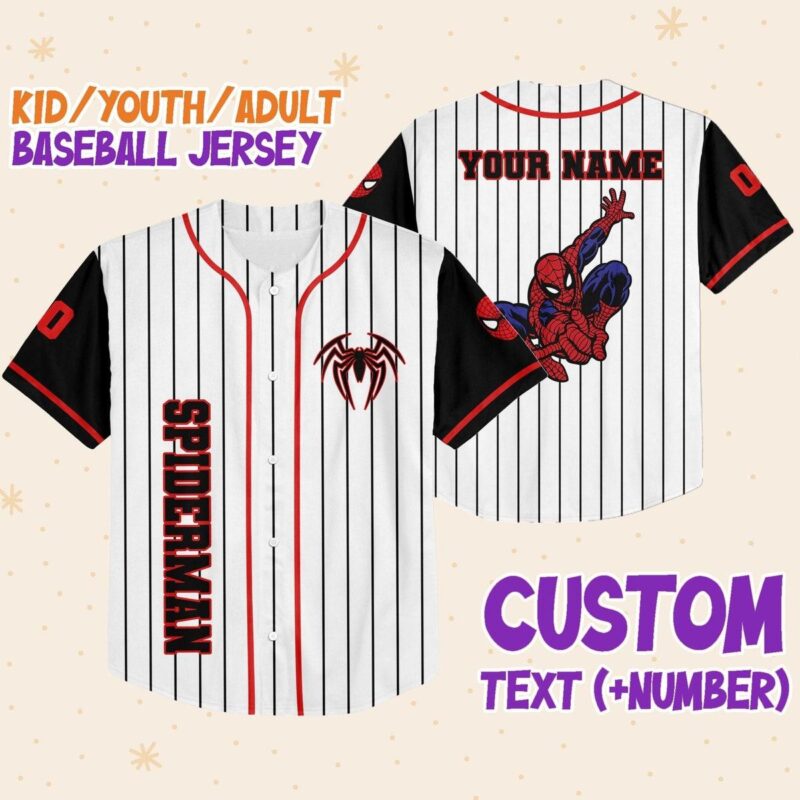 Custom Spiderman Baseball Jersey for Kids &amp Adults