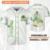 Personalize Disney Princess Tiana White Green Baseball Jersey
