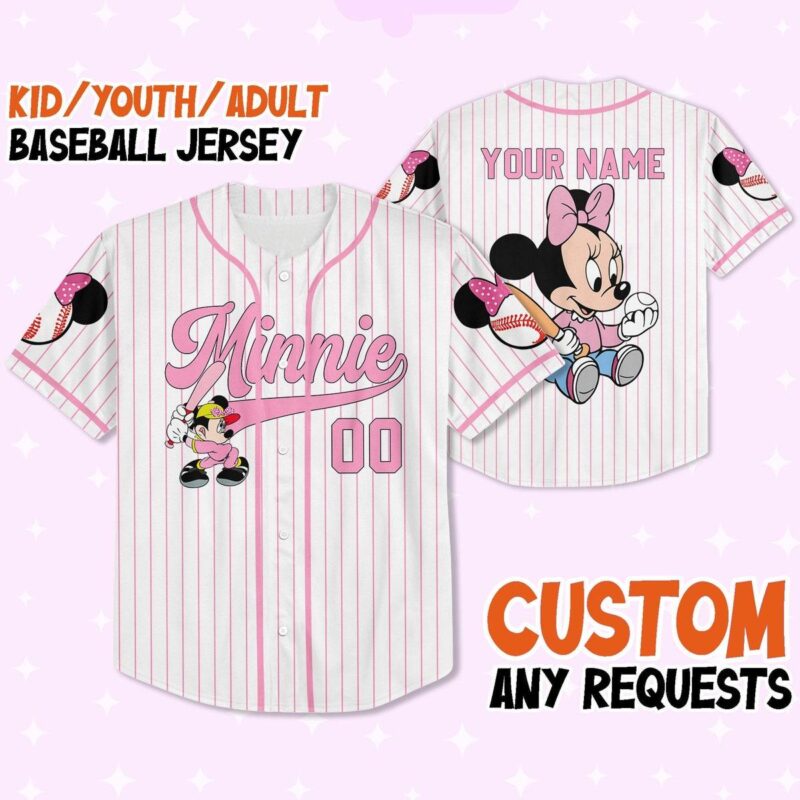 Personalize Disney Minnie Play Baseball Pink Baseball Jersey