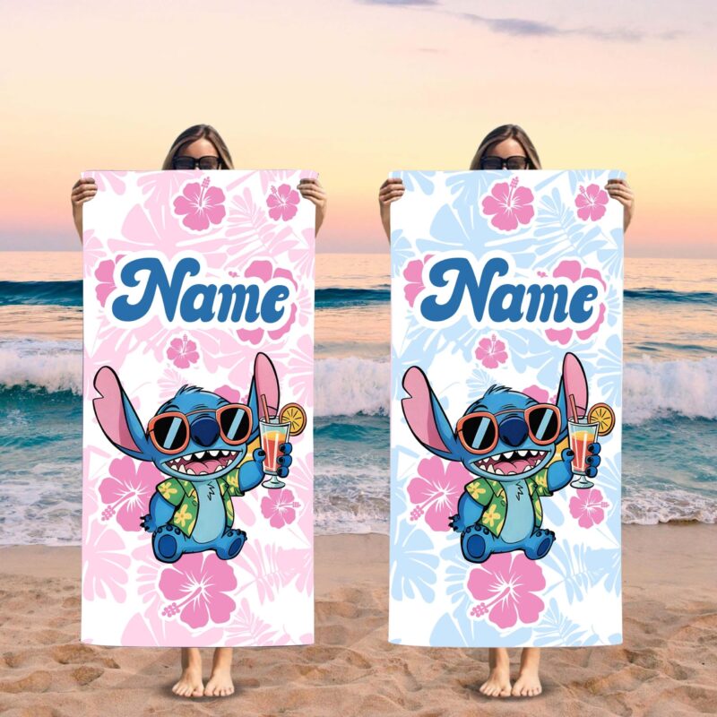 Custom Floral Family Stitch Beach Towel - Tourlaxy