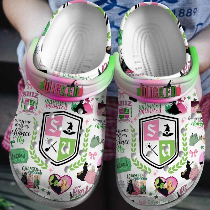 Wicked Movie Crocs Crocband Clogs Shoes Comfortable For Men Women and Kids -
