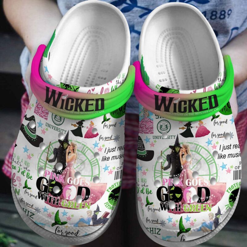 Wicked Movie Crocs Crocband Clogs Shoes Comfortable For Men Women and Kids -