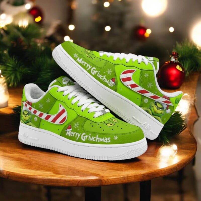 Christmas Grinch AF1 Shoes V2, Personalized Holiday AF1 Shoes, Christmas Gift
