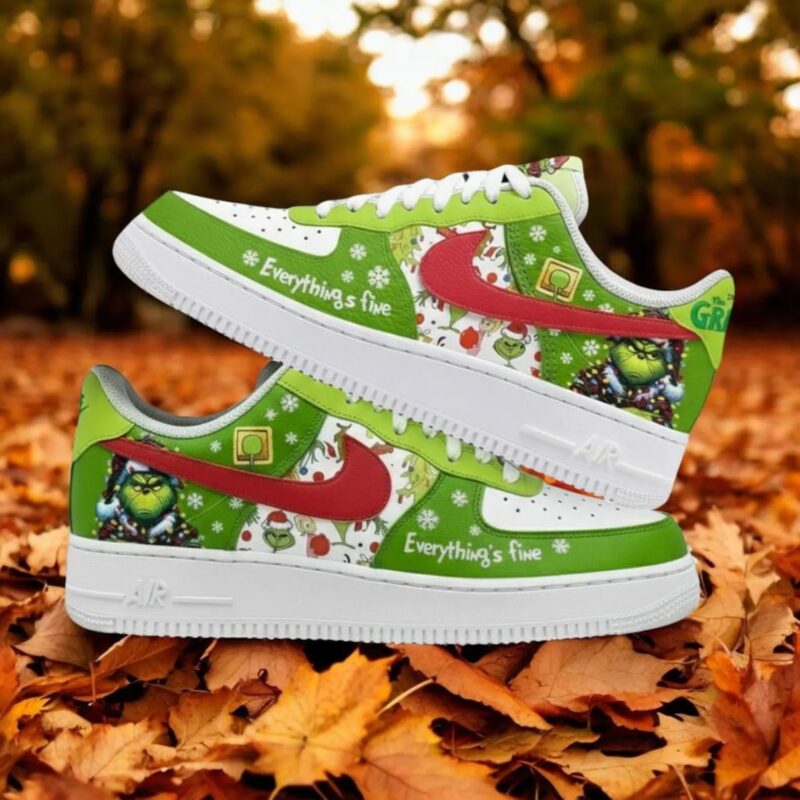 Christmas Grinch AF1 Shoes V3, Personalized Holiday AF1 Shoes, Christmas Gift
