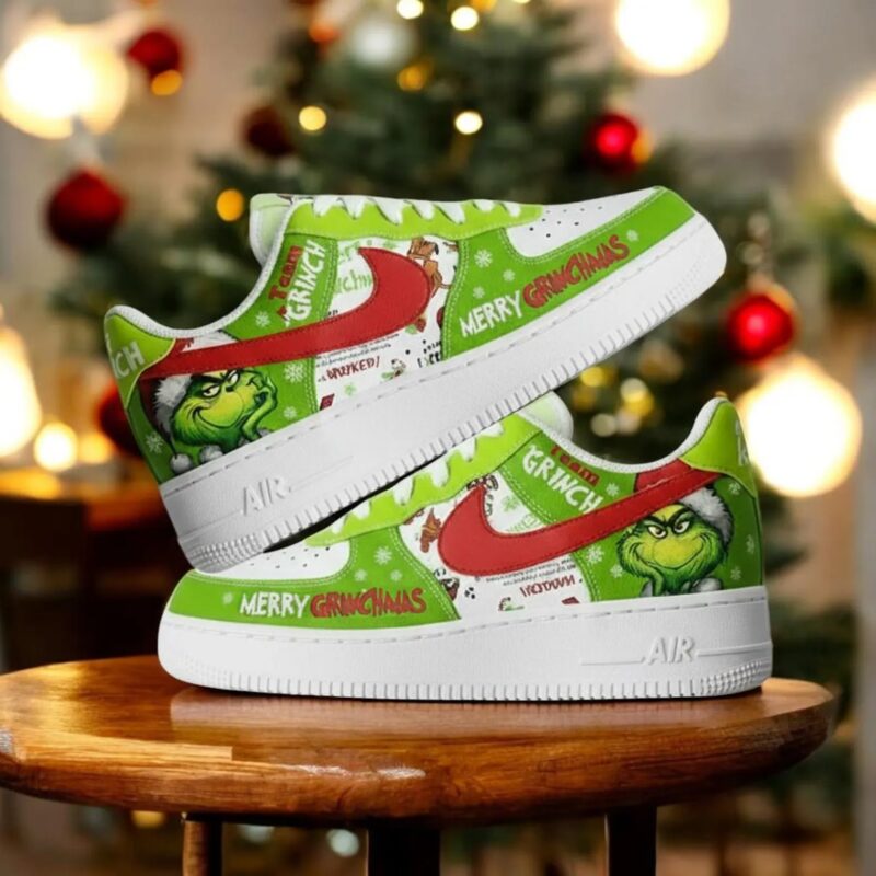 Christmas Grinch AF1 Shoes V5, Personalized Holiday AF1 Shoes, Christmas Gift