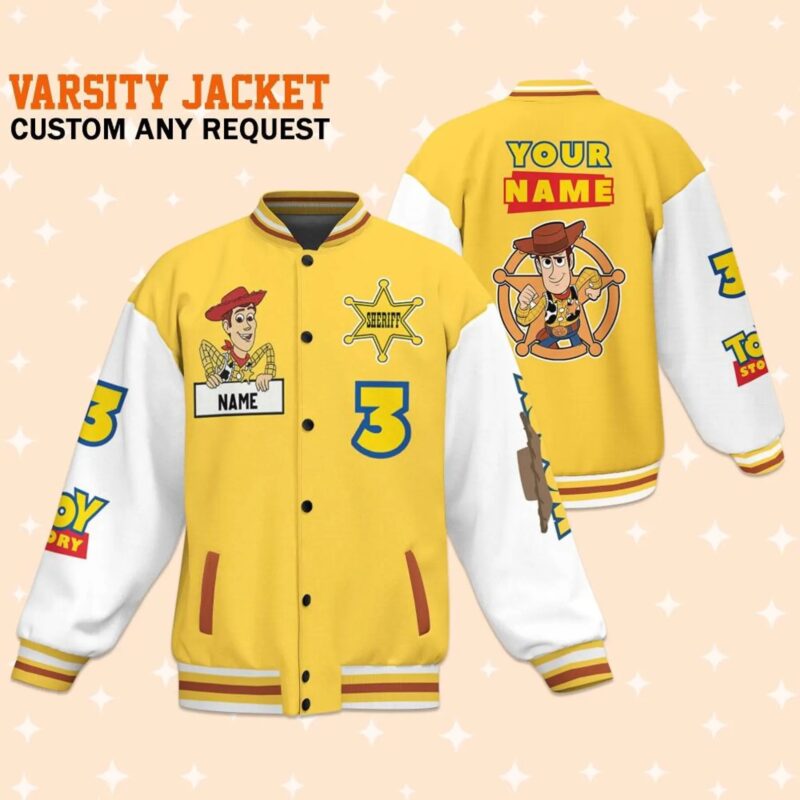 Custom Varsity Jacket Woody Toy Story Gold Color