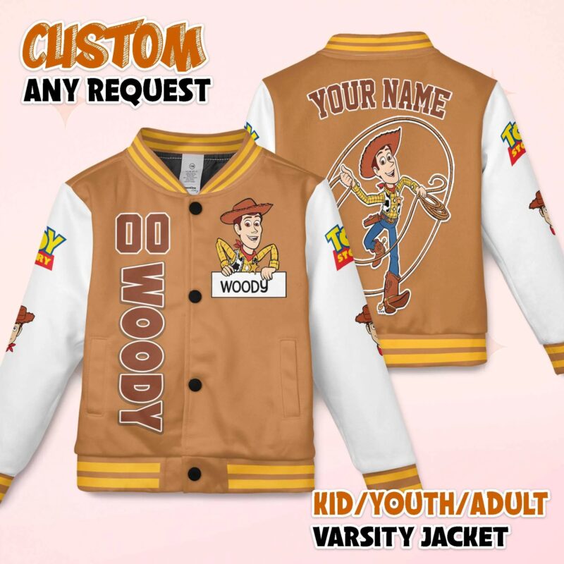 Custom Woody Varsity Jacket, Personalized Toy Story Baseball Jacket