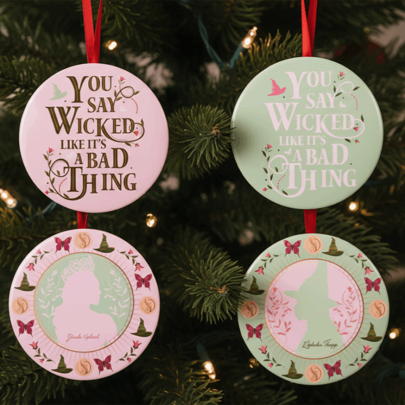 Wicked Set of Round Ceramic Ornament Gift 2 printed, Ariana Grande Gift, Christmas Decor Idea 2025