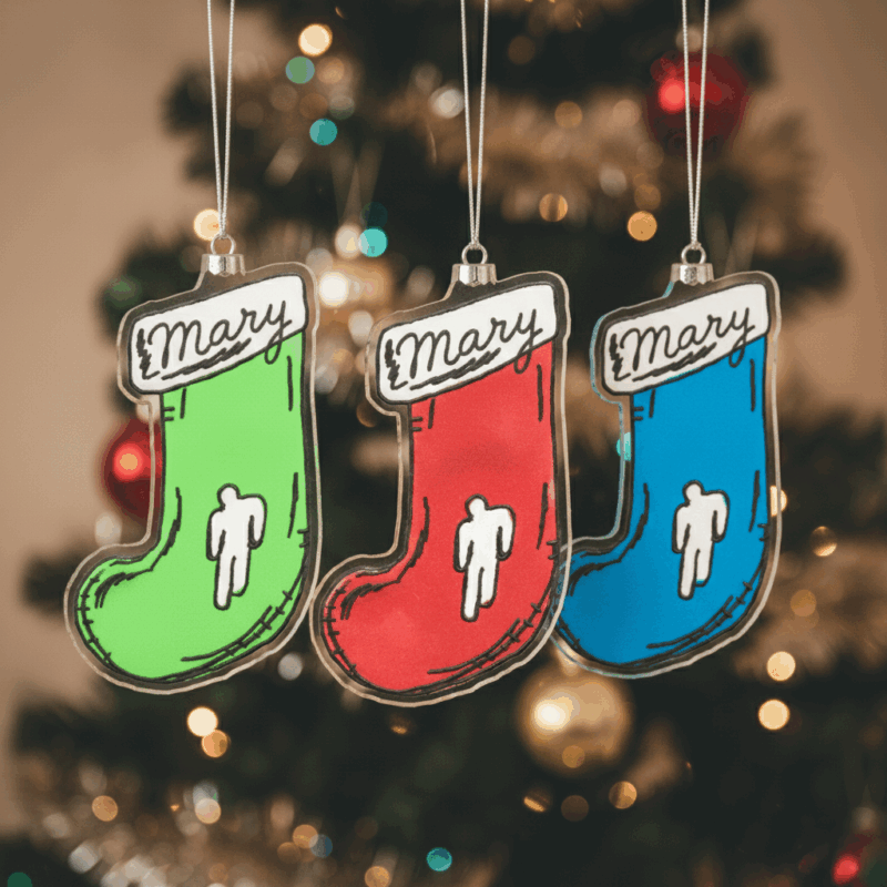 Blohsh Billie Eilish Stocking Acrylic Ornament Set, Personalized Name Billie Eilish 1 side printed Ornament