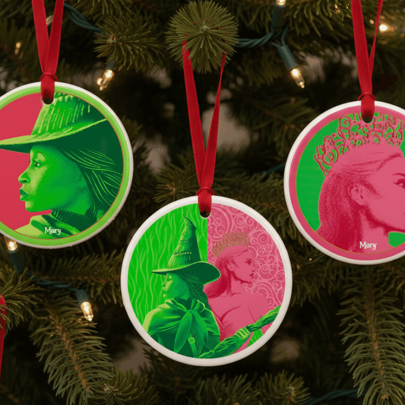 Wicked Set of Round Ceramic Ornament Gift, Ariana Grande Gift, Christmas Decor Idea 2025