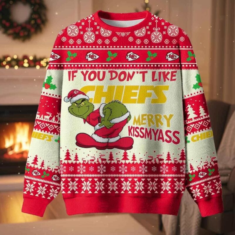 Kansas Grinch If You Dont Like Chiefs Merry Kissmyass Ugly Christmas Sweater