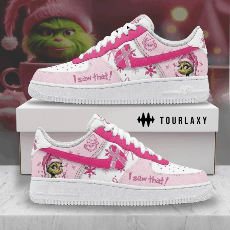 Pink Grinch I Saw That AF1 Shoes, Christmas Holiday Gift Idea