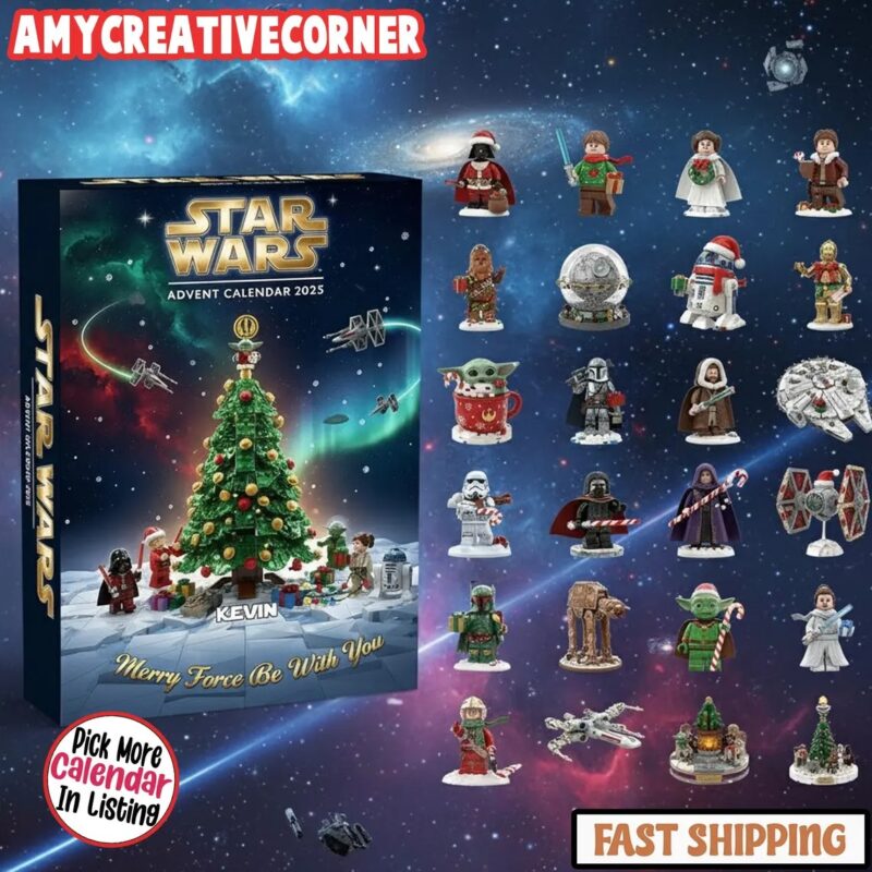 Sci-fi Brick Figure Advent Calendar, Space Movie Ornaments, 24 Days of Xmas Minifigure Decor