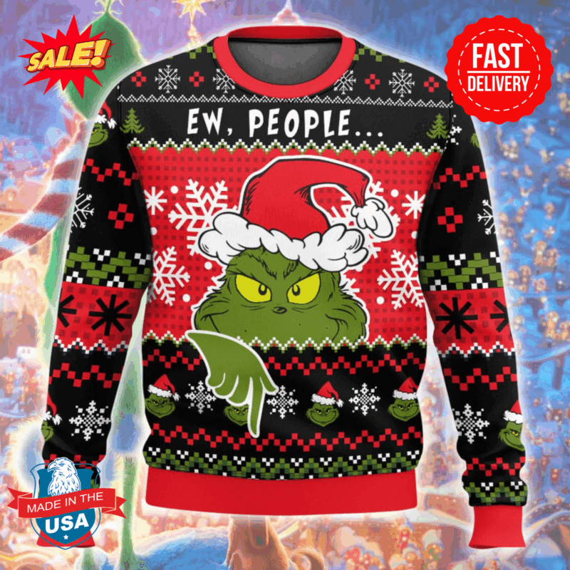 The Grinch Ew People Ugly Christmas Sweater S-5XL