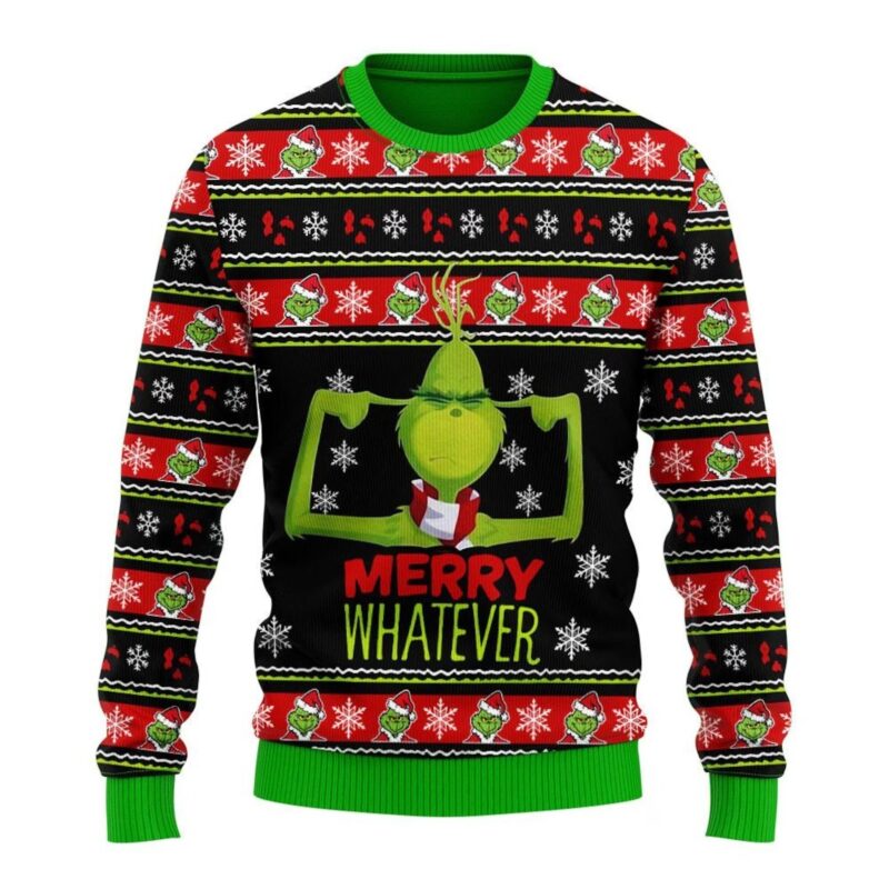 The Grinch Ugly Christmas Sweater, Christmas Movie Ugly Sweater Knitted, 3D Gift