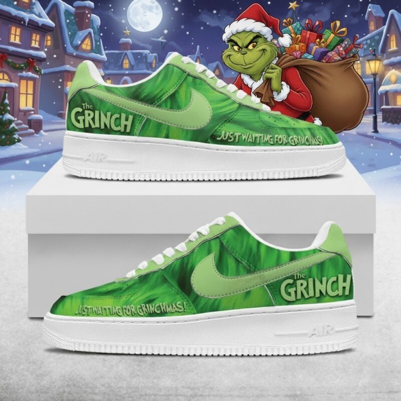 Grinch Just Waiting For Grinchmas AF1 Shoes, Christmas Holiday Gift Idea