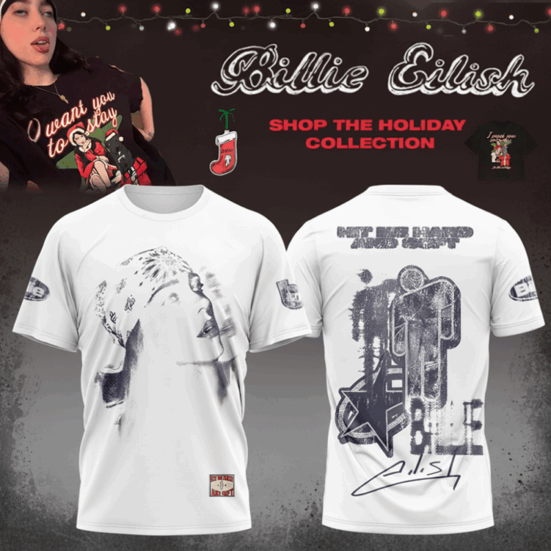 White BE- Billie Eilish 3D Shirt Printed_Tourlaxy