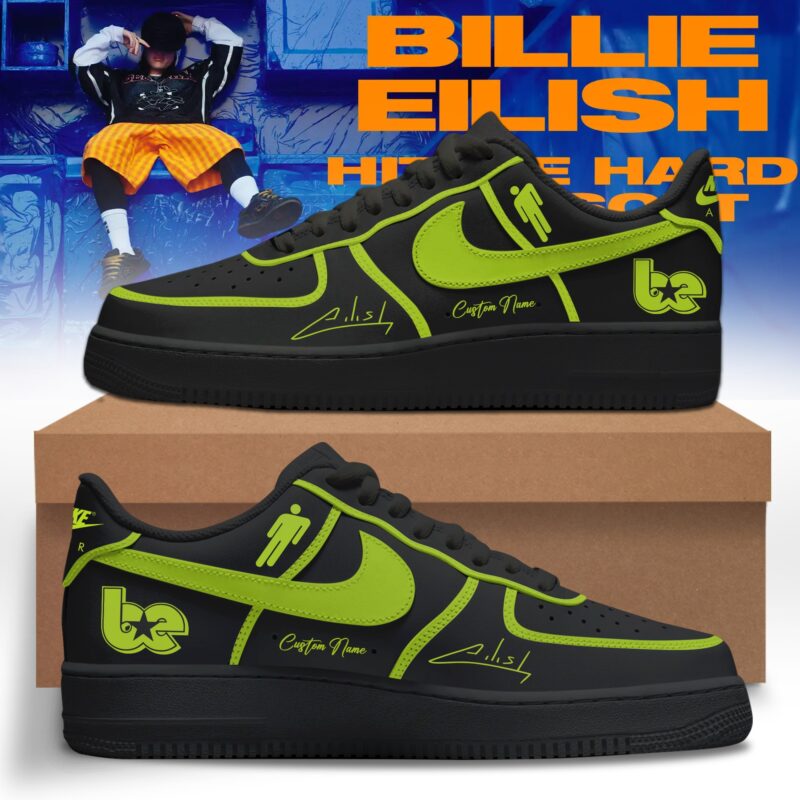 Black Hit Me Hard and Soff Custom Name - Billie Eilish Tour AF1 Shoes