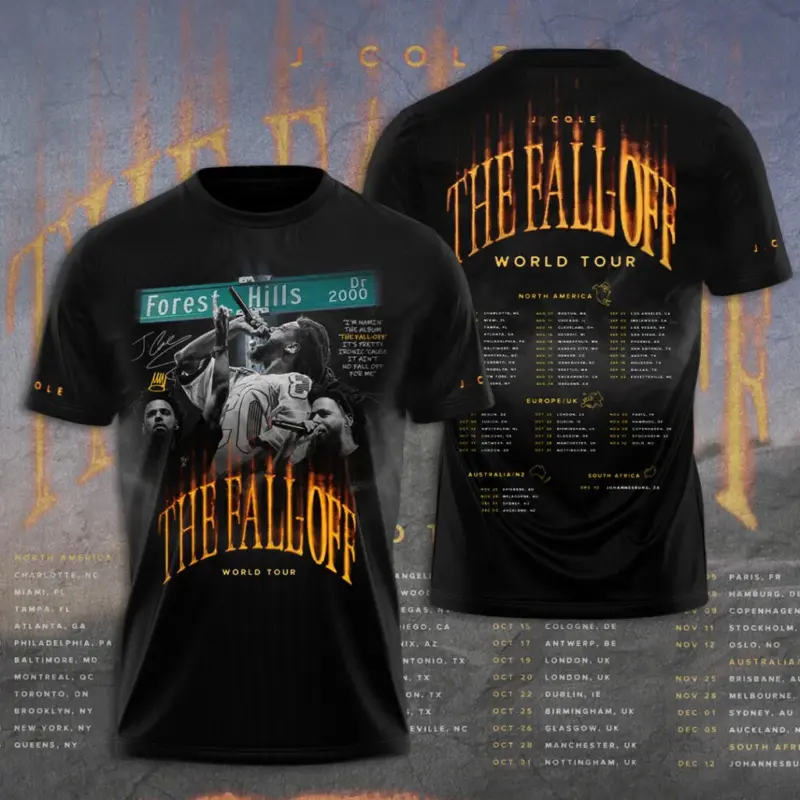 Fall Off – J Cole Tour 2026 Hoodie and Shirt 3D Printed
