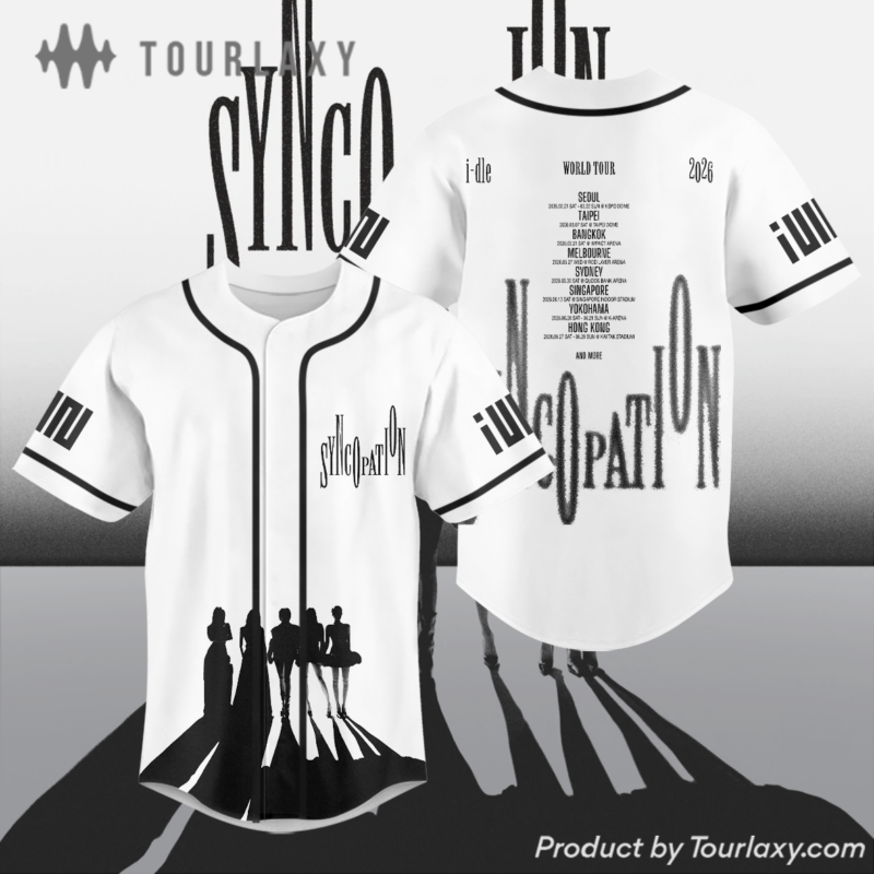 White Syncopation I-dle Tour 2026 Baseball Jersey