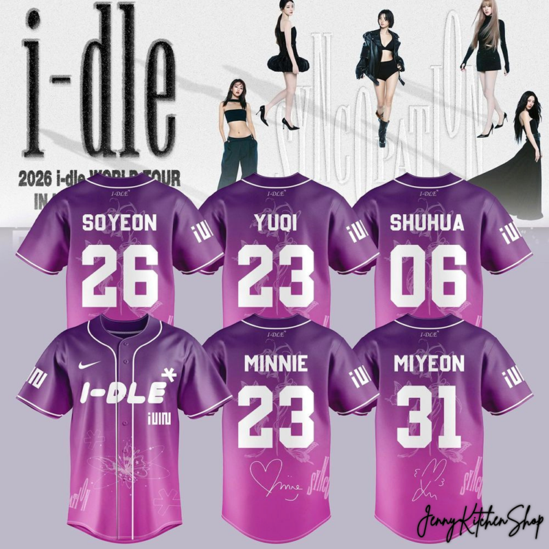 White Syncopation I-dle Tour 2026 Baseball Jersey