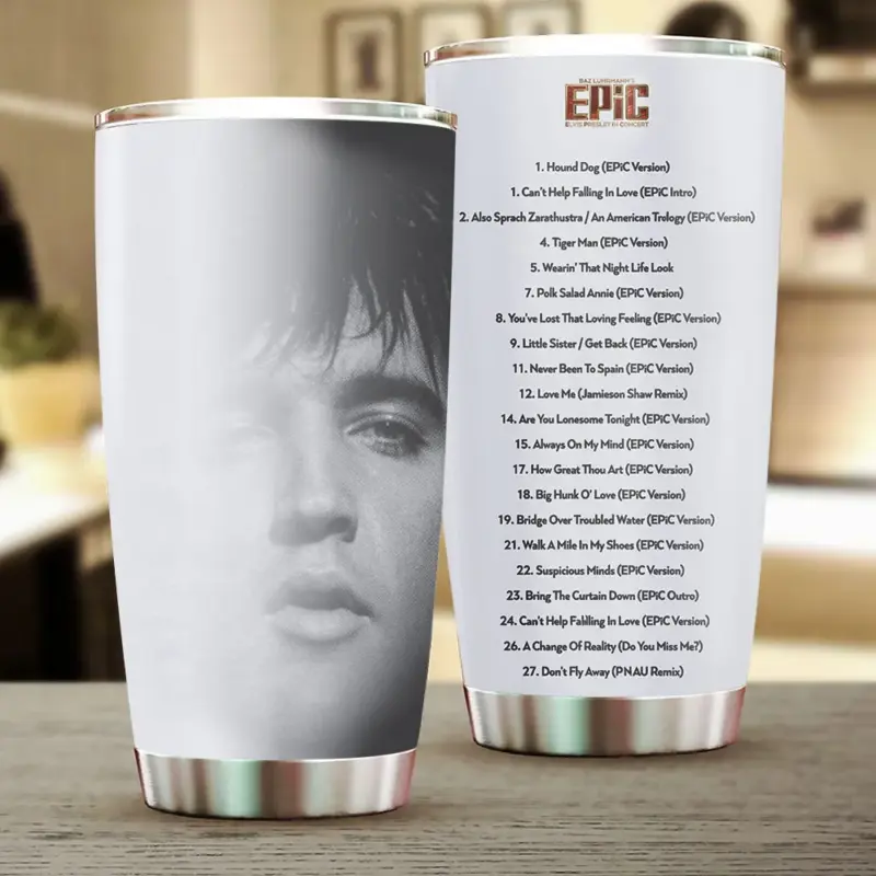 White - Elvis Presley Tumbler 20 Oz, 30 Oz