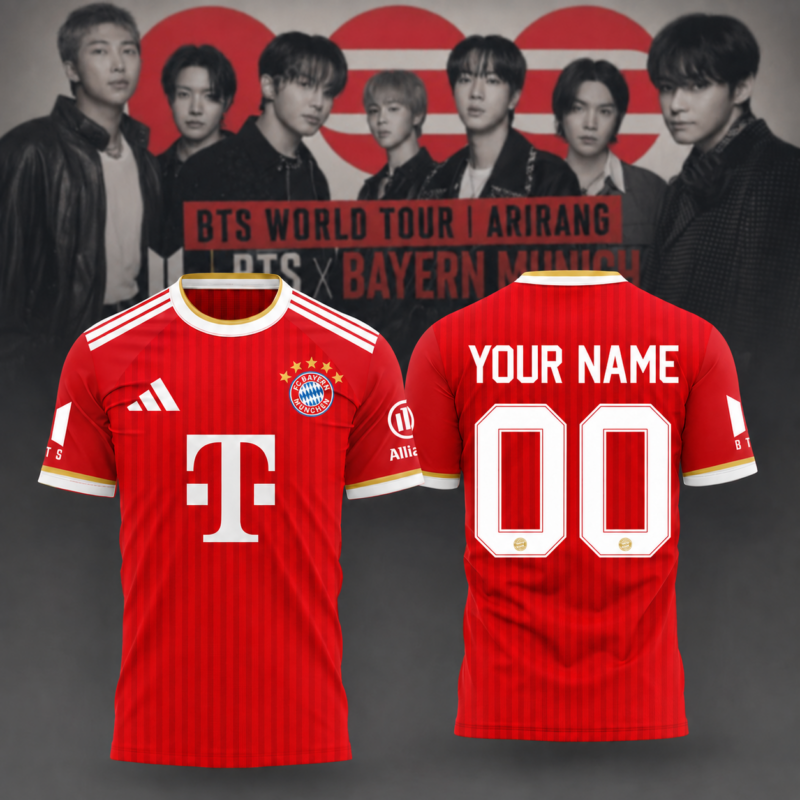 Custom Your Name BTS x FC Bayern Soccer Jersey 2026 World Tour 2026