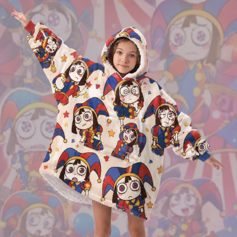 Pomni The Amazing Digital Circus Fleece Blanket Hoodie