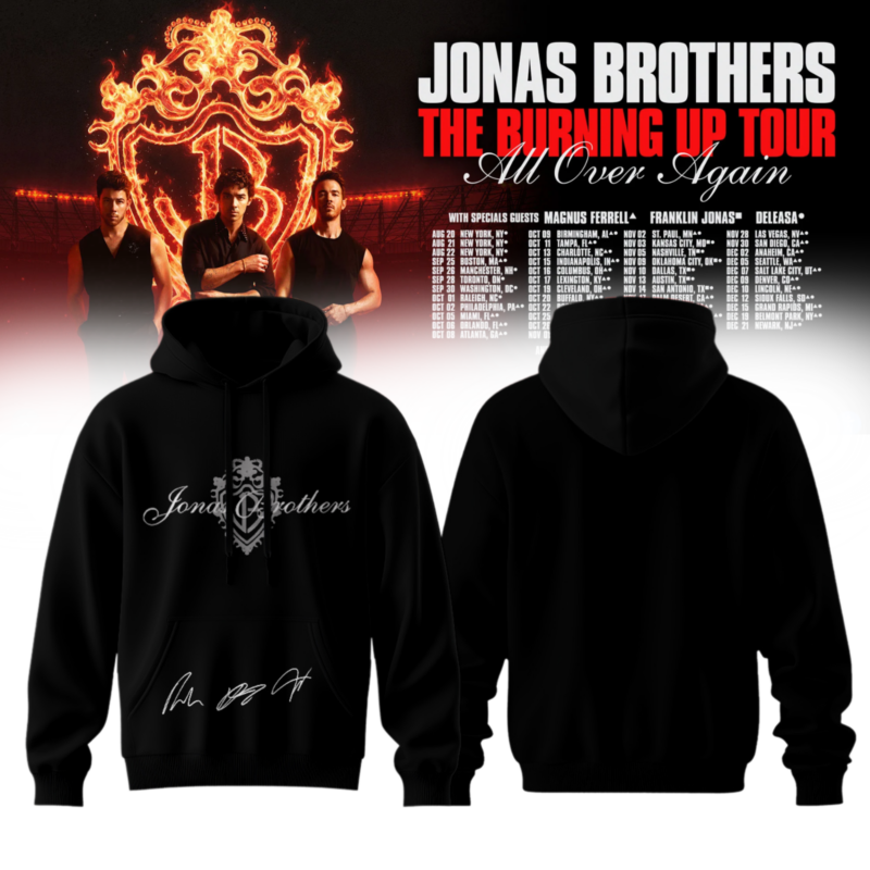 ,Jonas Brothers “The Burning Up Tour All Over Again 2026” Signature Limited Edition – Hoodie