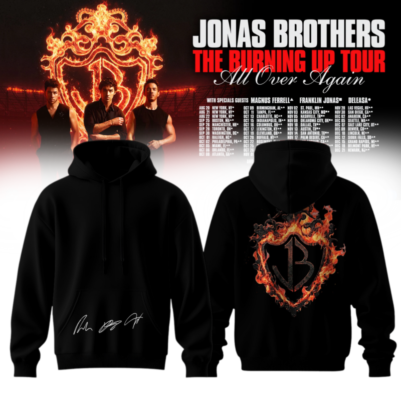 ,Jonas Brothers “The Burning Up Tour All Over Again 2026” Signature Limited Edition – Hoodie