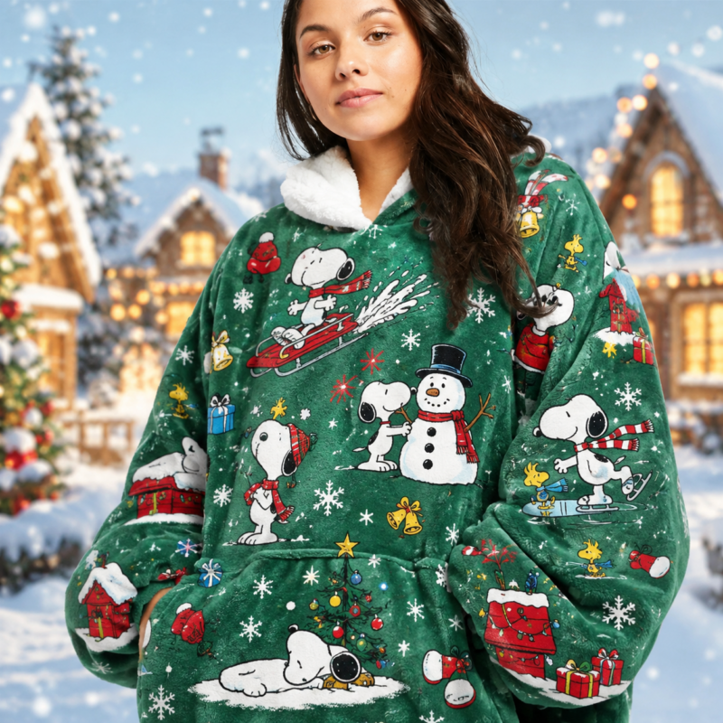 Green - Snoopy Christmas Blanket Hoodie