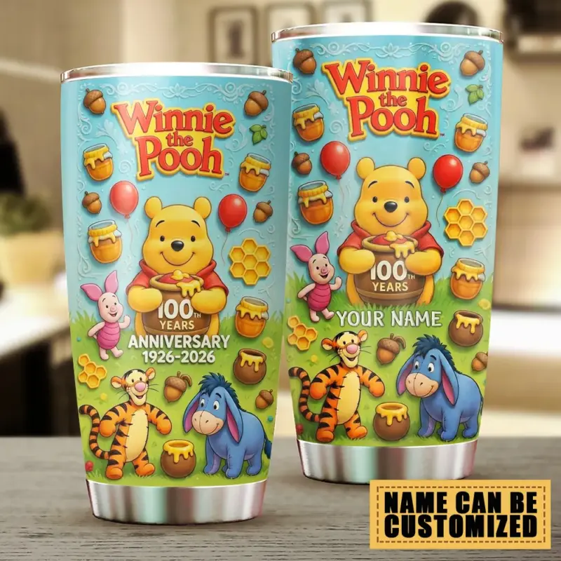 Personalized Winnie-the-Pooh 100th Anniversary Tumbler Cup 20 Oz