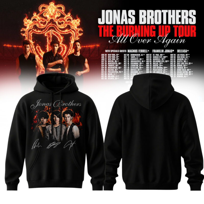 ,Jonas Brothers “The Burning Up Tour All Over Again 2026” Signature Limited Edition – Hoodie