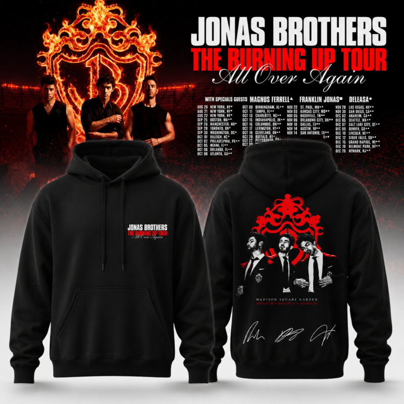 ,Jonas Brothers “The Burning Up Tour All Over Again 2026” Signature Limited Edition – Hoodie