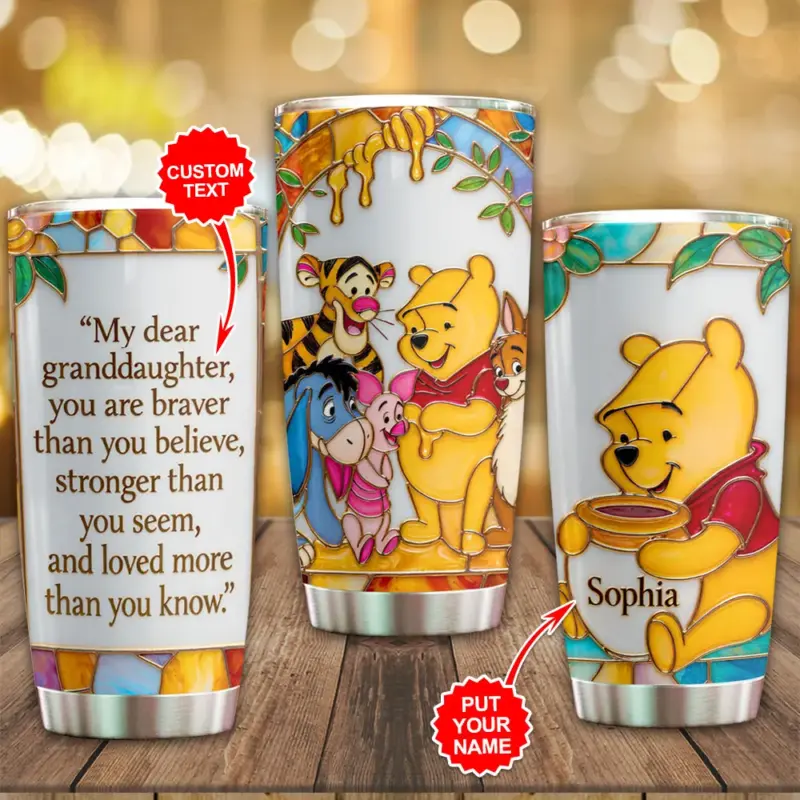 Personalized Winnie-the-Pooh 100th Anniversary Tumbler Cup 20 Oz V2
