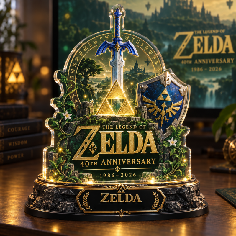 The Legend of Zelda 40th Anniversary Custom Shape Acrylic Plaque V3