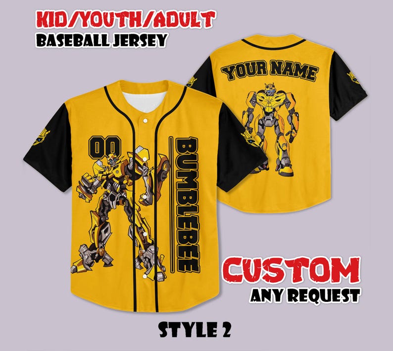 Custom Red and Blue Robot Baseball Jersey Yellow Color
