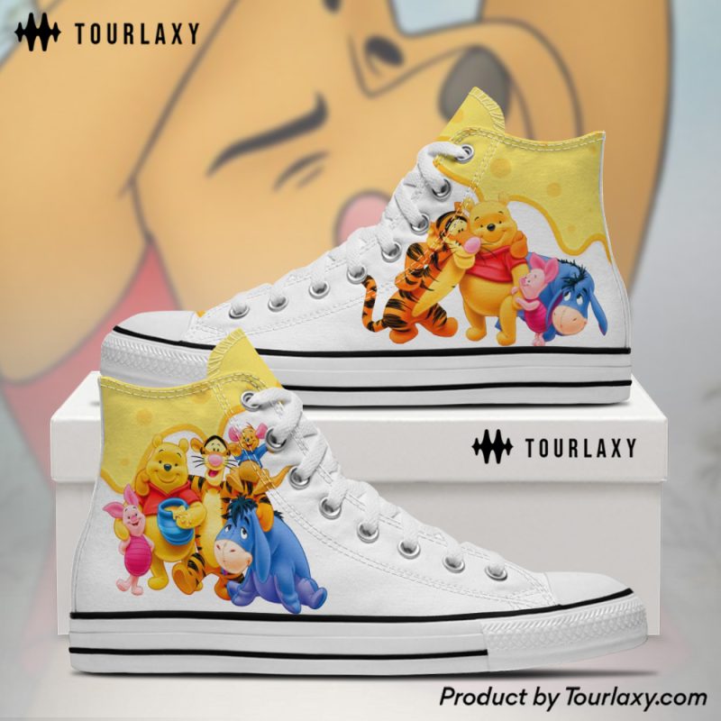 Winnie The Pooh Happy  - High Chuck Shoes v