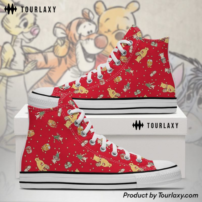 Xmas Winnie The Pooh High Chuck Shoes v