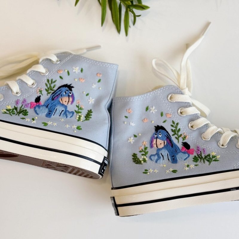 Eeyore - Hand Embroidered High Chuck Shoes